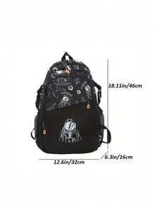 1 chiếc cặp học sinh trung học cơ sở bằng vải nylon màu đen, cặp học sinh đại học, cặp học sinh Graffiti Spaceman, ba lô dung tích lớn thông thường, ba lô thời trang thông thường cho thanh thiếu niên, ba lô du lịch đa chức năng, ba lô di động ngoài trời, túi đi nghỉ, quà tặng Giáng sinh, túi đen, đồ dùng thiết yếu cho ngày lễ, túi du lịch cắm trại, túi đi biển mùa hè, túi đựng máy tính xách tay, cuộc sống thể thao - màu đen - Xem 2
