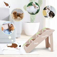 4-Step Foldable Dog Stair, Pet Step Ladder For Bed With Non-Slip Pads - 米色 - 查看 8