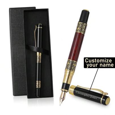 Personalized Ballpoint Pen With Exquisite Gift Box - Stunning Custom Luxury Pen, Gold-Plated Tip, Best Engraved Customized Pen Gift Set, Suitable For Men And Women, Customized Name Winter Fashion, Christmas Gift, Christmas Decorations, Personalized Christmas Ornaments, Personalized Gifts For Women/Men Ideal Gifts For Him Family, Friends, Children, Students, Her For Anniversaries, For Birthdays, For Weddings, For Fall/Autumn/Winter, For School