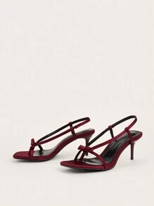 Party/Casual/Holiday Burgundy Bowknot Thin High Heel Sandals