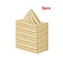 8/16/24pcs Napkins, Wedding Napkins Bulk, Decorative Elegant Dinner Napkins Square Table Napkins Decor, Silky Satin Cloth Napkins For Restaurant Banquet Graduation Party(43*43cm/17*17in) Back To School - Champagne - View 4