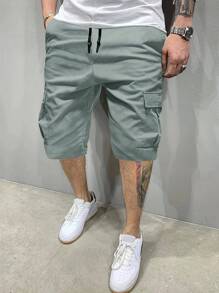 Cargo Shorts Design Classico Da Uomo, Short Casual Multitasca Con Coulisse In Vita, Adatto Per L'uso Esterno In Estate