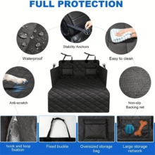 Tấm lót hàng hóa chống nước & chống trượt cho chó SUV - Thiết kế treo hàng ghế sau kèm túi làm mát - Thảm bọc ghế bảo vệ bền bỉ - màu đen - Xem 5