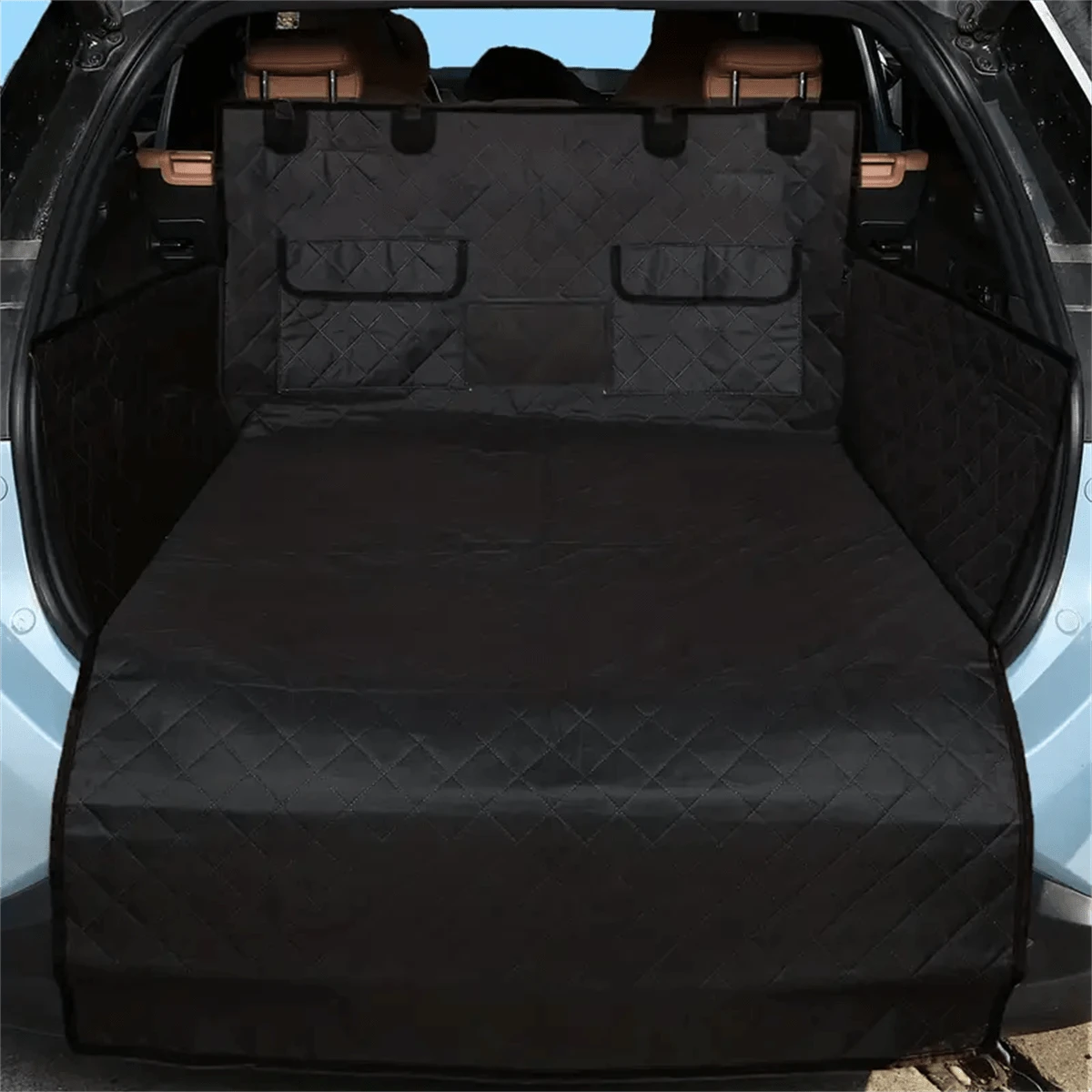 Tấm lót hàng hóa chống nước & chống trượt cho chó SUV - Thiết kế treo hàng ghế sau kèm túi làm mát - Thảm bọc ghế bảo vệ bền bỉ - màu đen - Xem 1