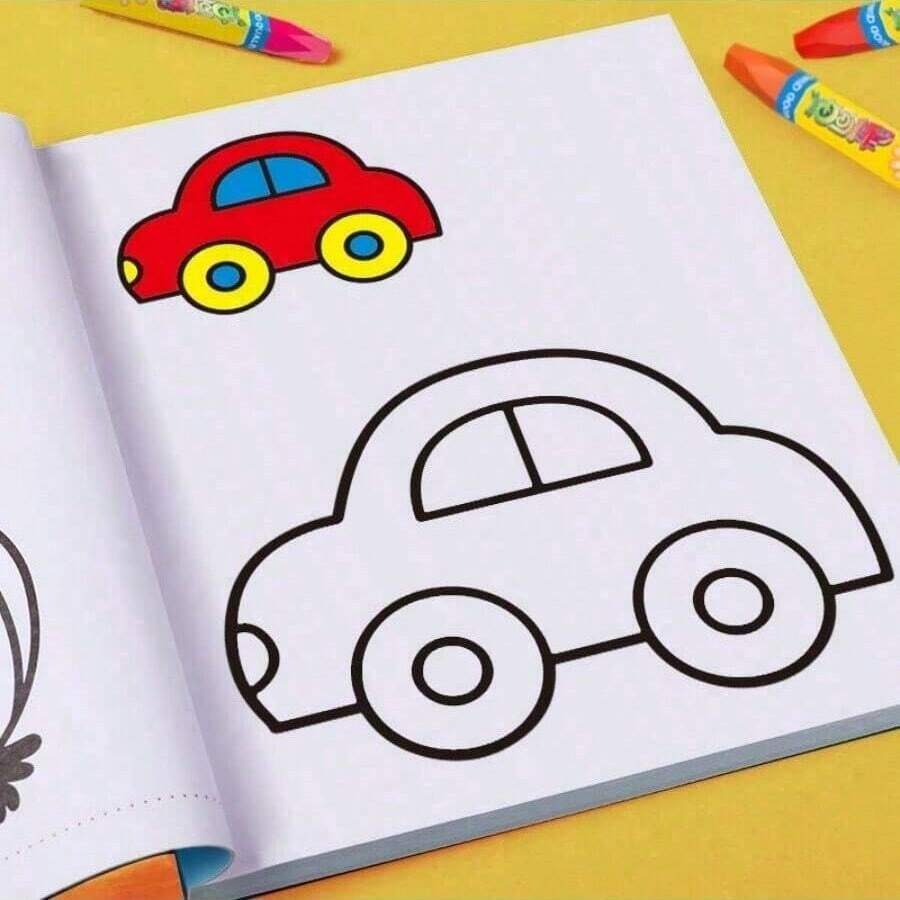 1 pieza Libro de colorear para niños, libro de dibujo de graffiti de iluminación con crayones para jardín de infancia, papel de dibujo de carboncillo, color y estilo se envían al azar - Multicolor - Ver 1