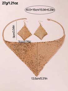 NAIZHU Ensemble de collier et boucles d'oreilles pour femmes à motif léopard exagéré et texture métallique de 3 pièces pour fête à la mode