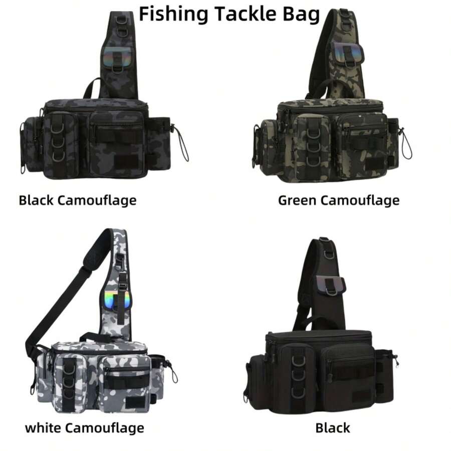 1pc Fishing Backpack Tackle Sling Bag - Fishing Shoulder Bag With Rod Holder -Perfect Fishing Gifts