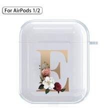 苹果硅胶耳机盒兼容 Airpods 1、2 印刷金色字母无线蓝牙耳机充电盒保护套 - AirPods 1st / 2nd (Clear) - 查看 19