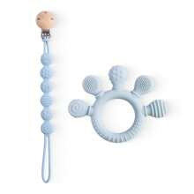 Infant Silicone Teether + Pacifier Clip, Baby Teething Toy For Soothing Gums And Promoting Oral Development
