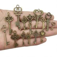 12/20/40/100pcs Mix Vintage Skeleton Keys Set, Filigree Steampunk Keys, Antique Bronze Silvery Keys Charms Pendants, For DIY Necklace Bracelet Jewelry Making Findings