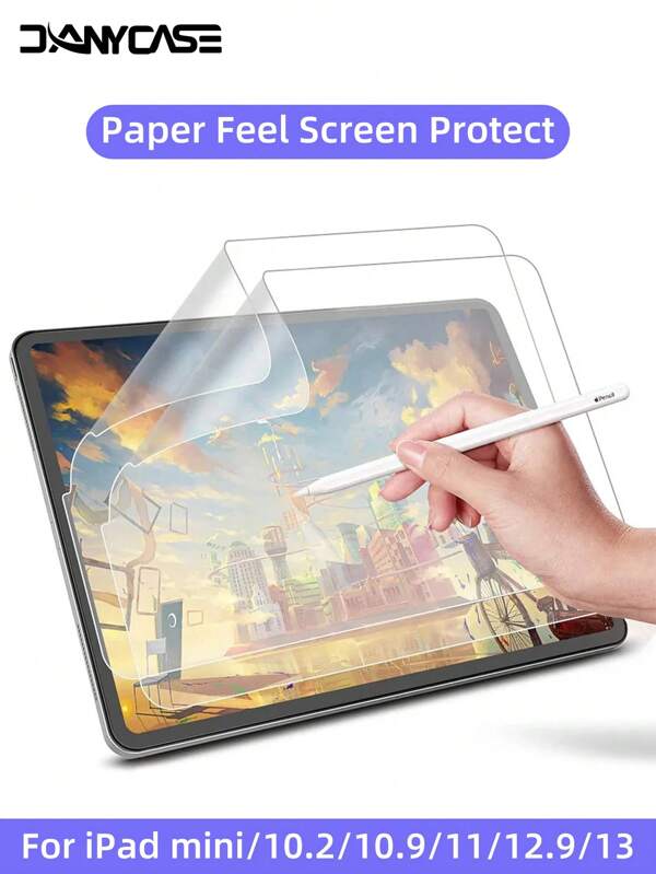 DANYCASE 2PCS Paper Feel Screen Protector Compatible With Ipad Air 11 13 M2 Pro 11 13 M4 7/8/9th 10.2 Air 4 5 10.9 10th Pro 11 2nd 3rd 4th Mini 6 Pro 12.9 Compatible With Xiaomi Redmi Drawing Paper Feel Film Gift For Birthday, Family, Friends Pad Screen Protector, Pad Accessories