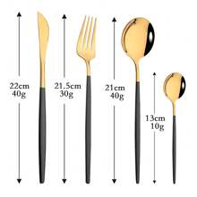 24Pcs Stainless Steel Dinnerware Set Black Gold Flatware Cutlery Spoon Fork Knife Western Silverware Tableware Set Supplies For 6 Uers