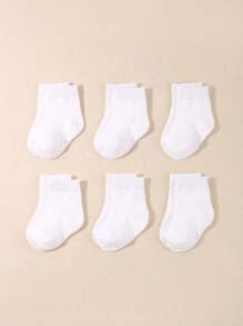 6對休閒簡約白色嬰兒襪 - 白色 - 查看 5
