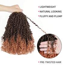 Yanky Twist Crochet Hair 12 Inch 6 Packs Pre-Twisted Fluffy Spring Mini Twist Short Passion Twist, Ombre Brown Pre-Looped Crochet Braids Braiding Hair - Brown Ombre - View 4