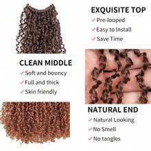Yanky Twist Crochet Hair 12 Inch 6 Packs Pre-Twisted Fluffy Spring Mini Twist Short Passion Twist, Ombre Brown Pre-Looped Crochet Braids Braiding Hair - Brown Ombre - View 3