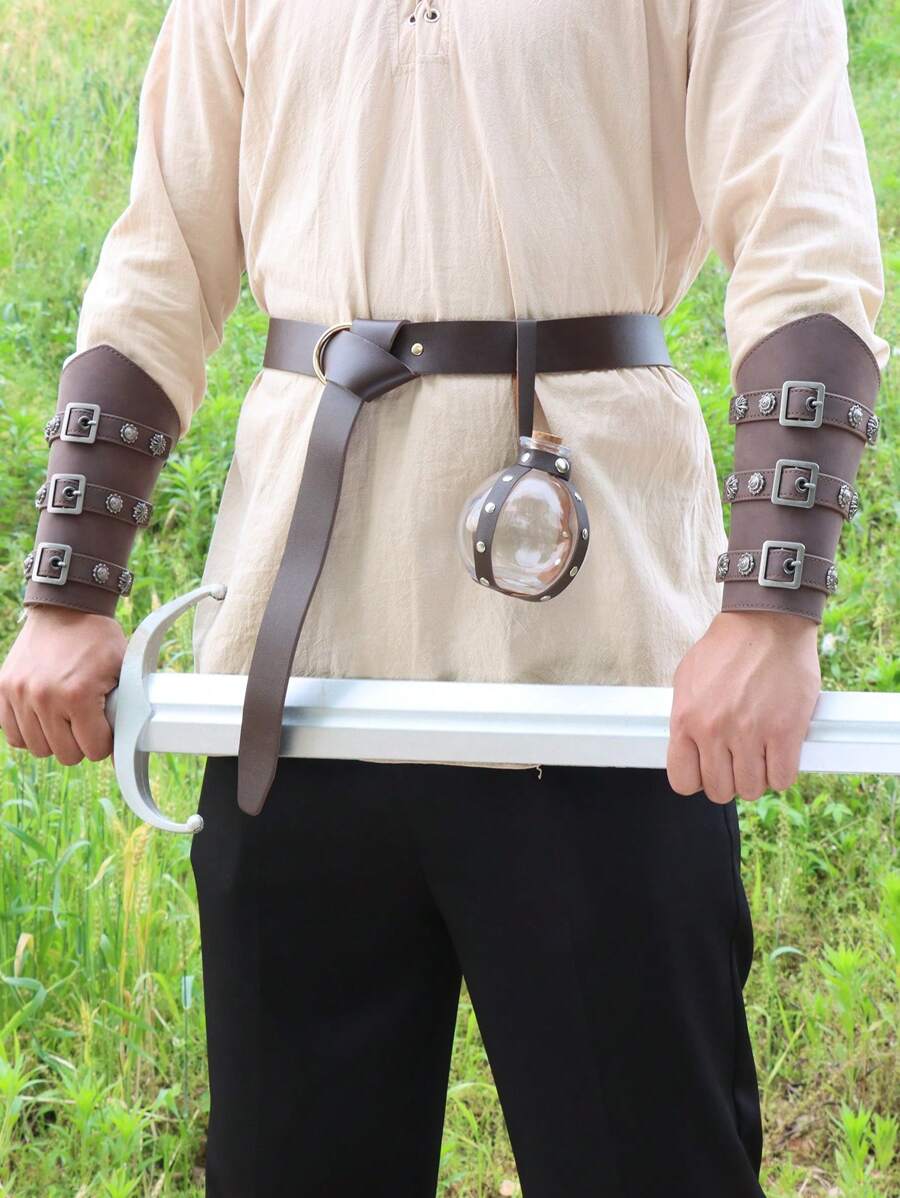 Halloween Costume Accessory Set With Medieval Belt And Punching Detail For Renaissance Fairs