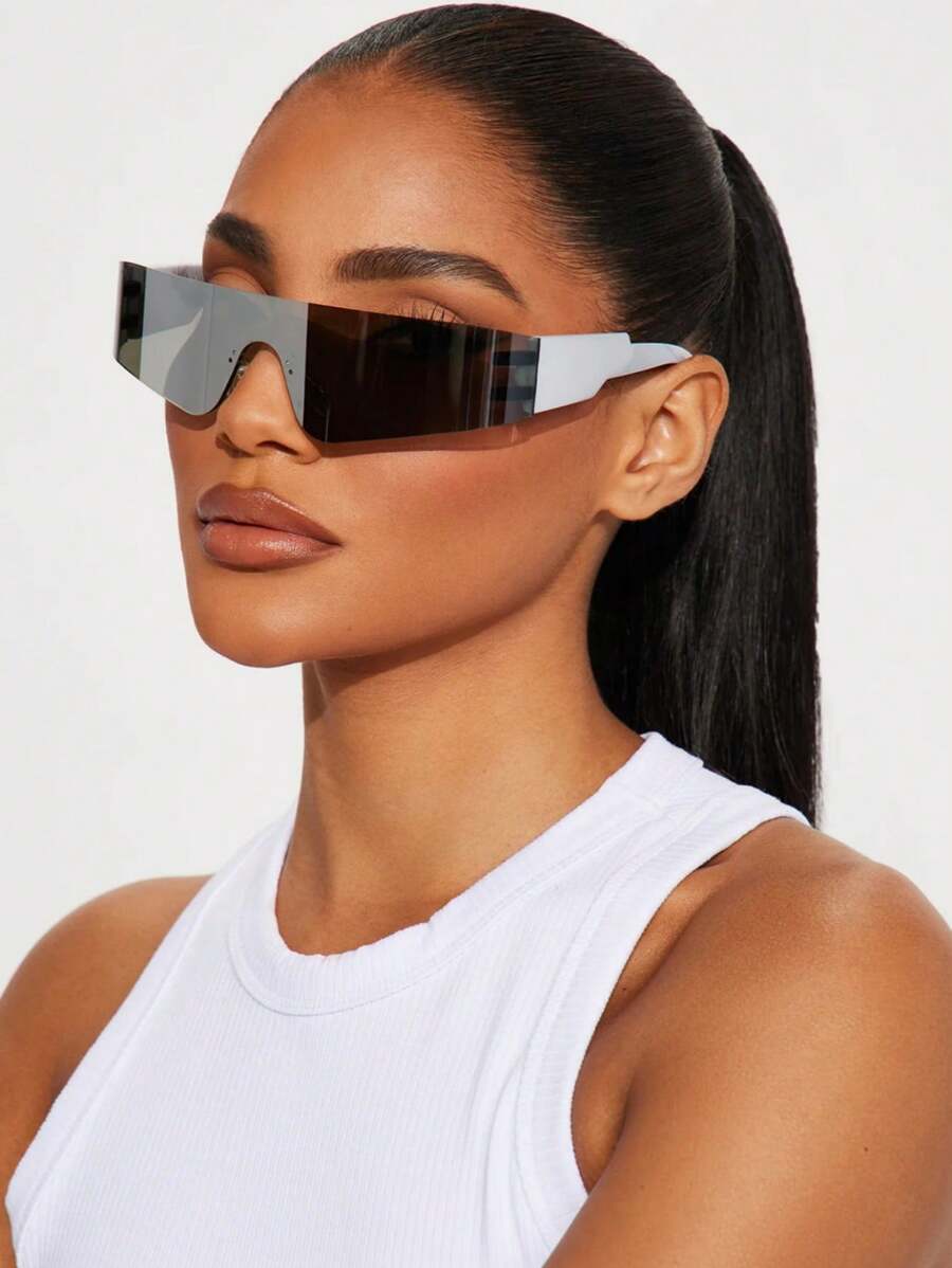 1pc Frameless European And American Y2K Style Metal Fashion Glasses For Summer Beach Vacation, Outdoor, Travel - 銀色 - 查看 1