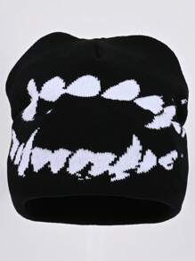 Multi-Design Funny Teeth Knitted Hat, Autumn & Winter Warm Beanie, Acrylic Fiber Material Casual Y2K Jacquard Cap, Unisex Cold Hat