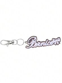 Custom Name Acrylic Keychain, Colorful Acrylic Letter Charm With Unique Bow Knot Design For Women And Men, Personalized Backpack And Luggage Anti-Loss Keyring For Travel Jewelry