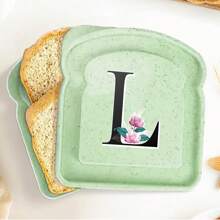 1 pièce Boîte à sandwich portable Toast Bento avec poignée contenant pour nourriture de pique-nique en plein air, boîtes à collations créatifs de 26 initiales, boîtier à sandwich réutilisable pour travailleurs de bureau - Vert - Voir 10
