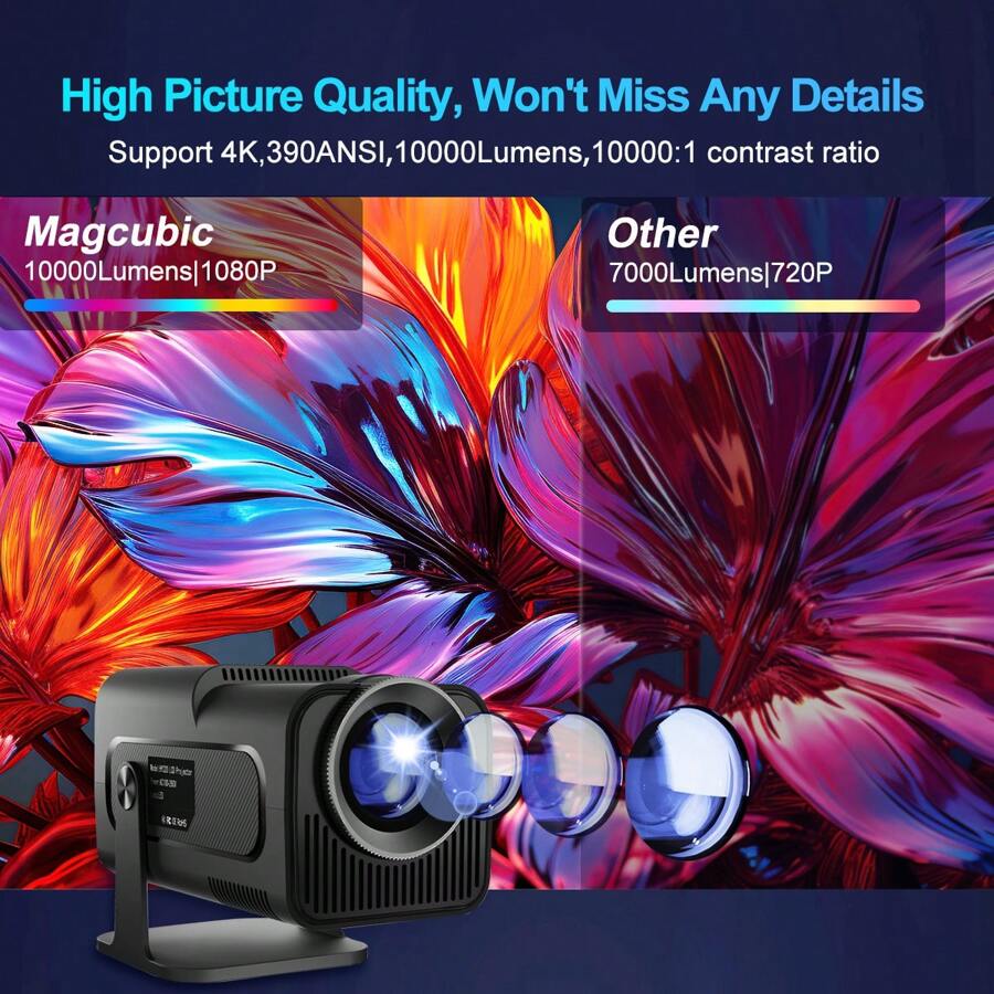 Magcubic 4k android 11 projector native 1080p 390ansi hy320 dual wifi6