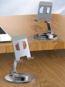 Soporte para portátil con base giratoria de 360°, elevador de computadora ergonómico para escritorio, altura ajustable y ángulo múltiple, soporte plegable para portátil, soporte metálico estable que admite portátiles de 4-13", color gris plata - Gris - Ver 9