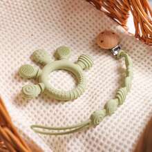Infant Silicone Teether + Pacifier Clip, Baby Teething Toy For Soothing Gums And Promoting Oral Development