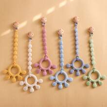 Infant Silicone Teether + Pacifier Clip, Baby Teething Toy For Soothing Gums And Promoting Oral Development