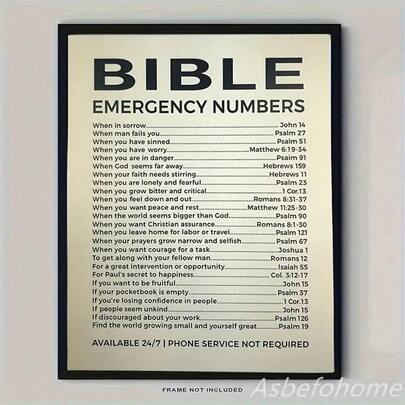 8x10英寸带框圣经经文墙饰，复古风格，适用于客厅、办公室、家居装饰，励志墙饰，非常适合作为新年、复活节、教室、托儿所、圣诞节礼物。