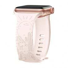 Correa de reloj compatible con Apple Watch de 44 mm, 40 mm, 38 mm, 41 mm, 45 mm, 49 mm, 42 mm para mujeres, con patrón de flores de cactus grabado, de silicona suave y con patrón de flores de cactus lindo, compatible con Apple Watch Series Ultra Ultra 2 SE 9 8 7 6 5 4 3 2 1 - 42/44/45/49MM - Ver 10