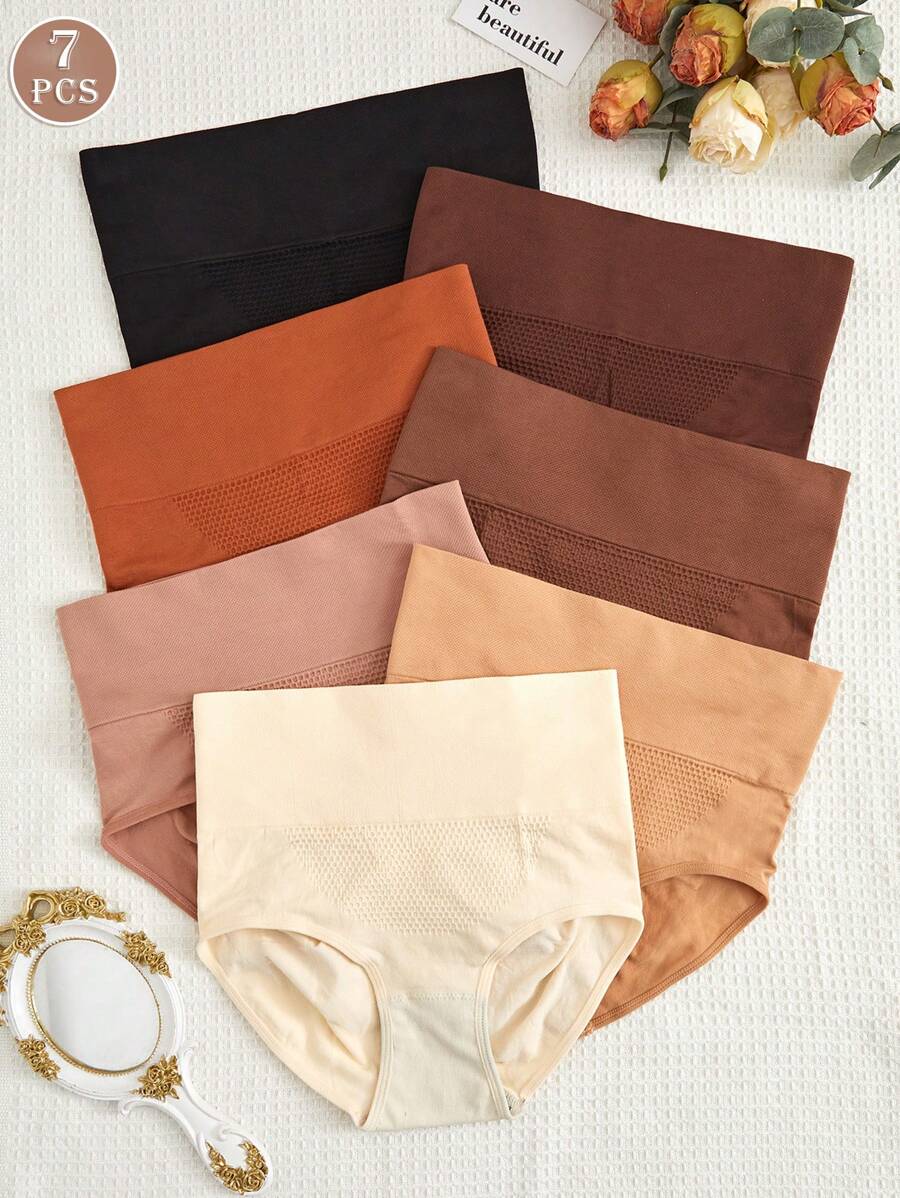 Phụ Nữ 7 Cái/gói Quần Lót Liền Mạch Eo Cao, Quần Lót Thoải Mái - Nhiều màu - Xem 1