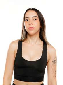 Women's Fitness Sports Set Gym Top And Long Suplex Shorts - màu đen - Xem 2