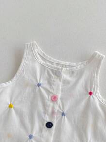 Conjunto de parte superior bordada y shorts con estampado floral para bebé niña en verano