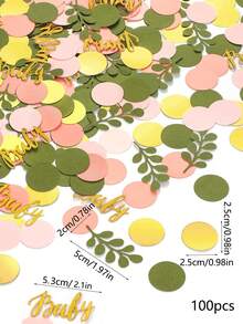 100入組綠色/粉色/金色生日派對性別揭示彩帶桌面裝飾