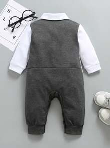 Baby Boy Long Sleeve 2 In 1 Romper Dress, For Party/Wedding/Birthday Occasion