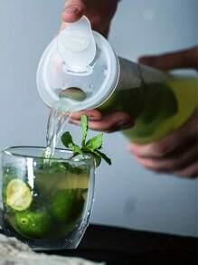 1 pieza Jarra de bebidas de jugo de acrílico transparente, jarra de agua para jugos fríos, recipiente de plástico para jugo con cuello estrecho, jarras de bebida para barra de mimosas, esencial para fiestas de campo, vacaciones en la playa - Multicolor - Ver 6