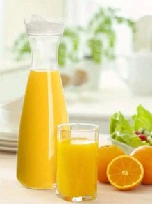 1 pieza Jarra de bebidas de jugo de acrílico transparente, jarra de agua para jugos fríos, recipiente de plástico para jugo con cuello estrecho, jarras de bebida para barra de mimosas, esencial para fiestas de campo, vacaciones en la playa - Multicolor - Ver 3