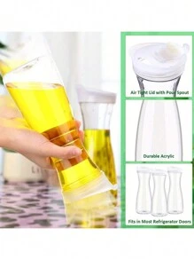 1 pieza Jarra de bebidas de jugo de acrílico transparente, jarra de agua para jugos fríos, recipiente de plástico para jugo con cuello estrecho, jarras de bebida para barra de mimosas, esencial para fiestas de campo, vacaciones en la playa - Multicolor - Ver 8