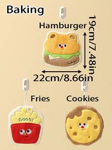 1入創意卡通花朵、水果、蔬菜形狀珊瑚絨手巾，可愛有趣貓腳印印刷浴室、廚房、餐廳清潔除油吸水抹布，柔軟親膚家居多功能掛式清潔布，旅行戶外便捷小毛巾