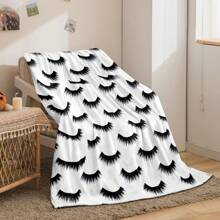 1 cái chăn lông cừu flannel in kỹ thuật số đơn giản cho cô gái da trắng với chất liệu dày dặn và cảm giác mềm mại thân thiện với da; Mẫu lông mày & lông mi đen, thích hợp để ngủ trưa tại văn phòng, du lịch, đi máy bay, cắm trại, sofa ở nhà; Chăn Đa Năng Tất Cả Các Mùa - MT011 - Xem 5