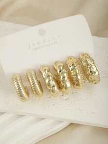 Conjunto de 3 pares de aretes geométricos de aro trenzado en forma de gota de agua con forma de C - Multicolor - Ver 3