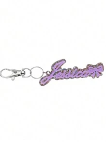 Custom Name Acrylic Keychain, Colorful Acrylic Letter Charm With Unique Bow Knot Design For Women And Men, Personalized Backpack And Luggage Anti-Loss Keyring For Travel Jewelry