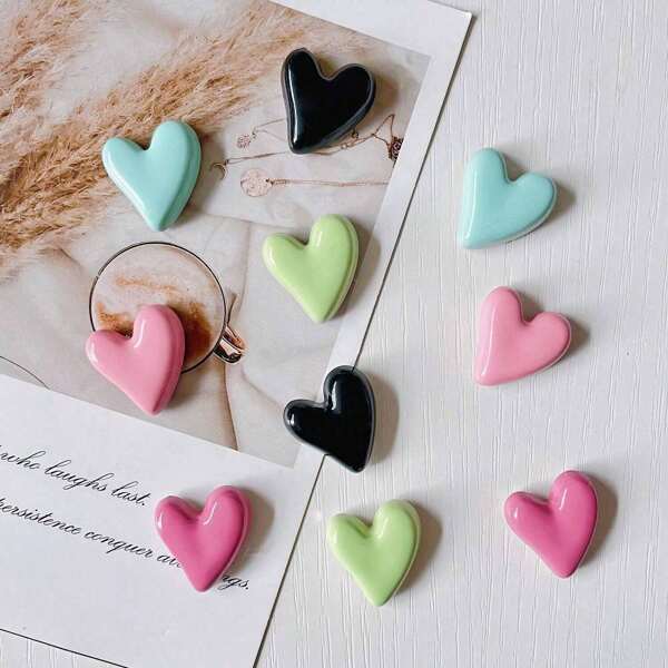5/10pcs Heart-Shaped Fridge Magnet, Creative Cute Morandi Color Heart-Shaped Fridge Magnet, Photo Message Fixed Magnetic Sticker, Home Decoration Best Gifts Birthday Graduation