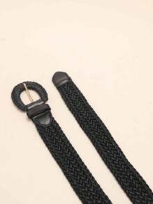 1 pieza Correa tejida con diseño simple y práctico en color negro para mujeres hecha de poliéster, ideal para personas que prefieren un estilo relajado