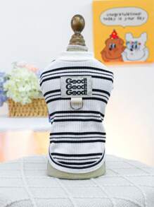 PETCIRCLE 1pc Pet Clothes Cute Striped Harness Vest For Dogs & Cats, Black & White Striped