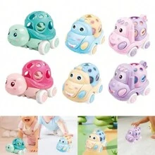 婴儿汽车玩具婴儿软橡胶推车幼儿摇铃滚动汽车惯性动力卡车玩具礼物，果冻车，幼儿玩具车，汽车玩具，返校