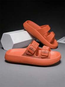 1 双男士拖鞋厚底浴室云拖鞋防滑家居拖鞋凉鞋女士时尚软底 EVA 室内拖鞋 - 橘色 - 查看 4