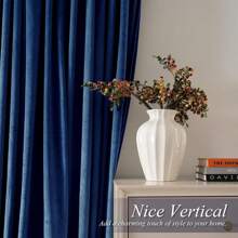 DriftAway 2 Panels Velvet Blackout Curtains Room Darkening Curtains  Set Super Soft Luxury Thermal Insulated Drapes For Living Room Back Tab And Rod Pocket - 藏蓝色 - 查看 3