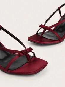 Party/Casual/Holiday Burgundy Bowknot Thin High Heel Sandals