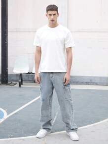 Logeqi® Jeans Vaqueros Azules Lavados De Moda Para Hombre - Azul - Ver 7